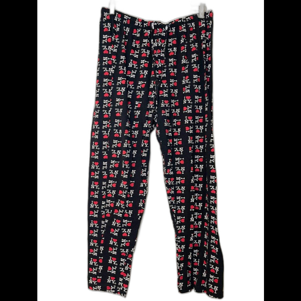 I Love NY Pajama Pants XL Black Red White NYC Lounge Sleep Pants Comfy Cotton